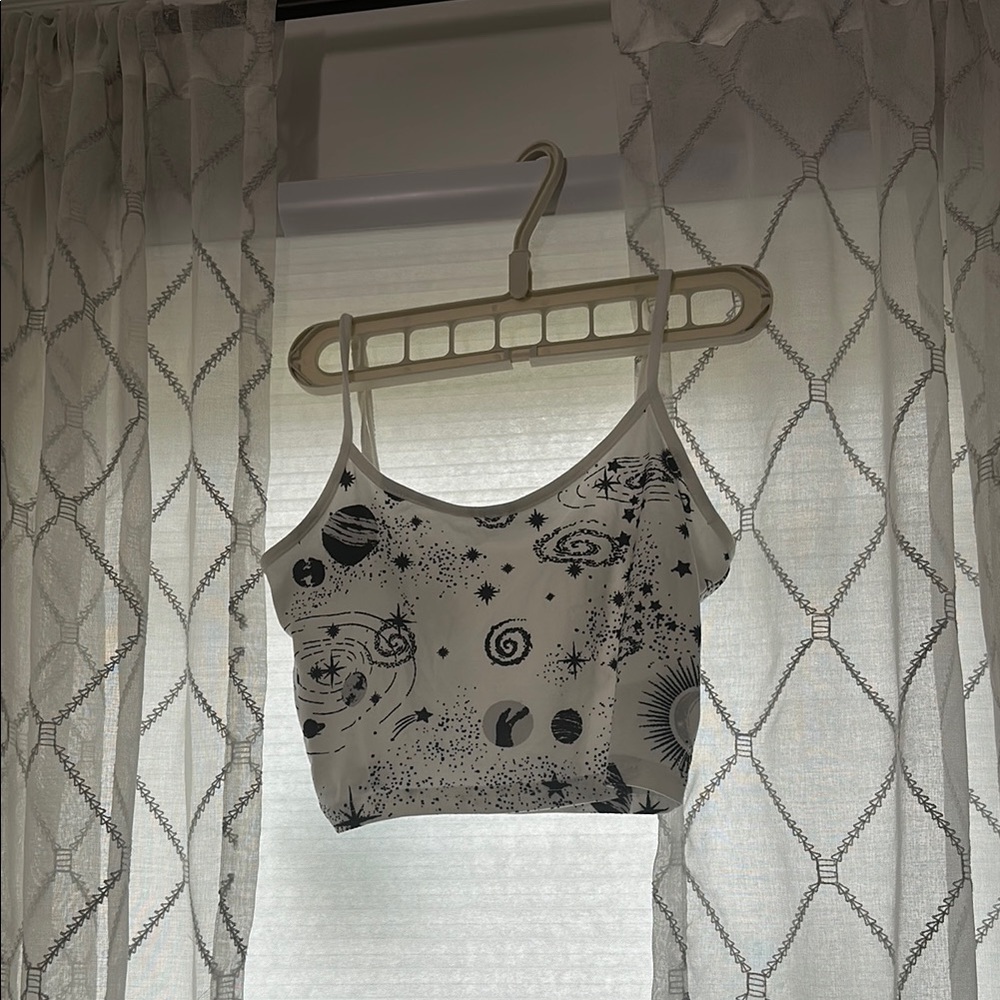 Women's White Celestial Print Crop Top